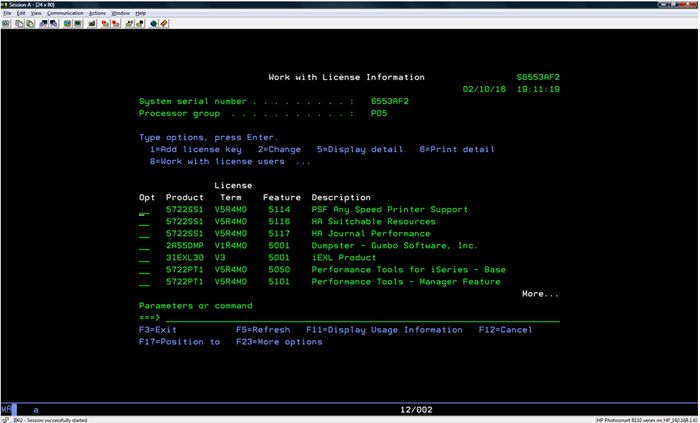 Use the command WRKLICINF to locate the iEXL version installed